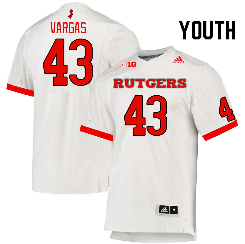 Youth #43 Andrew Vargas Rutgers Scarlet Knights College Football Jerseys Stitched Sale-White
